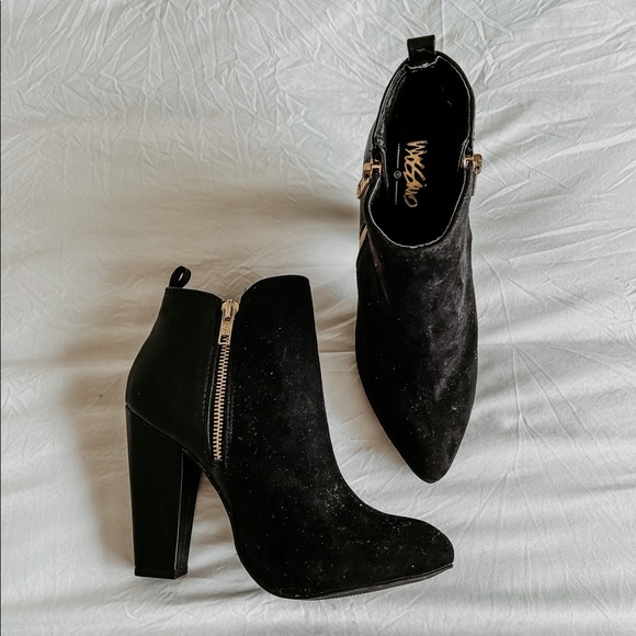 Mossimo Supply Co. Shoes - Black heeled boots gold zipper like new!